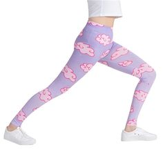 The Pink Clouds Colorful Print Leggings will bring life to all outfits with cute patterns and wonderful colors. They have the perfect straight casual skinny fit with a high-waisted top and ankle-length bottom. These leggings are made of broadcloth polyester for a comfortable feel. Whether for hanging out with friends or going on a morning run, these comfy leggings are the perfect bottoms to wear, lounge, and exercise in.Check out these adorable Pink Clouds Colorful Print Leggings which simply br Casual Full-length Cotton Tights, Casual Full Length Cotton Tights, Trendy Multicolor Tights For Spring, Trendy Multicolor Spring Tights, Casual High Stretch Summer Tights, Casual Multicolor High-waist Activewear, Trendy Pink Yoga Pants, Casual Multicolor High Waist Activewear, Playful Multicolor Cotton Leggings