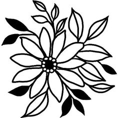 a black and white drawing of a flower