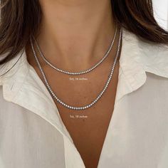 Why We Love It: Round diamonds are delicately placed in a classic, 4-prong setting, creating a style that will stand the test of time. We love layering this with other necklaces to dress up a casual daytime look, and, of course, giving this piece a solo moment on a special occasion. Shop the full Tennis Collection. Diamond Tennis Necklace As Gift, Rose Gold Diamond Tennis Necklace With Accents, Fine Jewelry Diamond Tennis Necklace As Gift, Fine Jewelry Diamond Tennis Necklace Gift, Rose Gold Tennis Necklace With Diamond Accents, Rose Gold Round Tennis Necklace As A Gift, Rose Gold Diamond Tennis Necklace With Brilliant Cut, Rose Gold Diamond Tennis Necklace For Anniversary, Anniversary Rose Gold Diamond Tennis Necklace