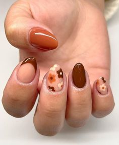 all nail designs, fall nail inspo, fall nails inspriation, fall nails, nail inspiration, almond nail inspo, brown almond nails, aesthetic almond nails, cute fall nails, halloween nail ideas, autumn nail inspo, halloween nails, autumn nails, pretty nails for halloween, cute halloween nails Nails Yellow, Fall Gel Nails, Cute Nails For Fall, Her Nails, Fall Nail