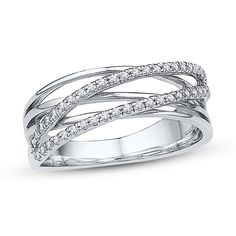 Jared Diamond Rings, Jared Diamond, Criss Cross Ring, Crossover Ring, Diamond Necklace Designs, Beautiful Diamond Rings, Silver Wedding Bands, Cross Ring, Summer Jewelry