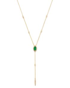 Bloomingdale's Emerald & Diamond Lariat Necklace in 14k Yellow Gold, 16-18 - 100% Exclusive 14k Gold Lariat Necklace Fine Jewelry, Yellow Gold Lariat Necklace Fine Jewelry, Fine Jewelry Yellow Gold Lariat Necklace, Luxury Lariat Gemstone Jewelry, Luxury Gemstone Lariat Jewelry, Fine Jewelry Lariat Necklace, Elegant Yellow Gold Lariat Necklace With Gemstone, Yellow Gold Gemstone Long Drop Jewelry, Yellow Gold Long Drop Gemstone Jewelry