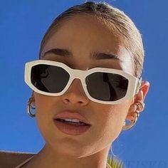 Retro Trendy Sunglasses For Women - Vintage 90s Small Narrow Square Fit *New* Arrives New Barbie Pink Color Product Dimension - Lens Width:54mm (2.13inches) | Frame Height:45mm (1.77inches) | Bridge Width: 20mm (0.79inches) |Total Frame:142mm (5.59inches) | Arm Length:146mm (5.75inches Optic White Sunglasses With Gradient Lenses For Summer, Summer Optic White Sunglasses With Gradient Lenses, White Sunglasses With Uva Protection, Summer Plastic Sunglasses For Everyday Use, White Sunglasses For Everyday Spring Use, White Everyday Sunglasses For Summer, Everyday Summer Plastic Sunglasses, Everyday White Sunglasses For Spring, Retro White Sunglasses For Spring