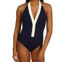 New Nanette Lepore Marseilles Goddess One-Piece Swimsuit In Size Small. The Color Is Blue. Msrp $154. The Nanette Lepore Marseilles Mailot Has A Unique, Textured Feel And A Contrasting Neckline That Lets Your Personality Shine On The Beach. Red Textured Microfiber With Contrasting White Neckline. Deep V Halter Neckline; Button Detail On Front. Ties At Neck; Open Back. Full Seat Coverage. Nylon/Spandex; Polyester/Spandex Contrast. Navy Beachwear Bodysuit For Pool, Elegant Lined Blue Swimwear, Elegant Blue One-piece Swimwear, Elegant Blue Lined Swimwear, Navy One-piece Bodysuit For Pool, Navy One-piece Beachwear Bodysuit, Navy One-piece Bodysuit For Beachwear, Navy Sleeveless Bodysuit For Beach, Navy Sleeveless Bodysuit For The Beach