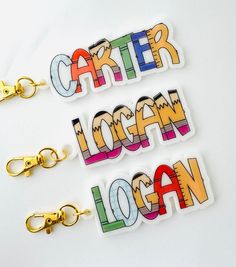 three stickers with the words career, login and locan written on them