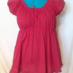 Cute, Red Baby Doll Top. New, Never Worn. Red Babydoll Top, Cute Red Ruffled Top, Red Ruffled Top For Beach, Casual Red Tops For Daywear, Baby Doll Shirts, Baby Doll Tops, 2000s Baby, Fairy Shirt, Thrift Inspo