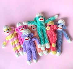 there are many small stuffed animals made out of crochet