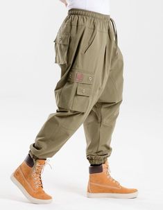 DC Drop Crotch Cargo Trousers Sirwal in Khaki Jogger Pants Casual, Fashion Suits For Men