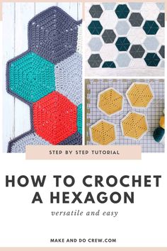 how to crochet a hexagon with the text overlaying it