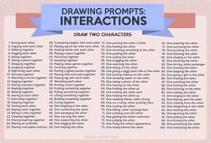 a poster with the words drawing prompts and instructions for draw two characters on it