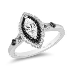 This ring fashioned with an edgy twist will have the love of your life swooning. This Enchanted Disney Maleficent Diamond Engagement Ring perfectly combines beauty and confidence. A center marquise diamond framed by black and white diamonds make up the glamorous look of this piece. Forged in 14K white gold and encrusted with 3/4 CTTW of natural white and black diamonds, this Disney Maleficent Aurora Ring makes the perfect band to celebrate your partner's uniqueness. Enchanted Disney, Enchanted Disney Fine Jewelry, Disney Fine Jewelry, Disney Maleficent, Round Diamond Ring, Classic Engagement Rings, Yellow Gold Engagement, Halo Engagement Rings, White Gold Jewelry