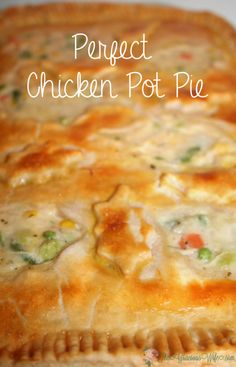 a chicken pot pie with cheese and vegetables