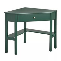 a small green table with one drawer open