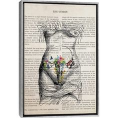 an old book page with a drawing of a woman's torso and flowers on it