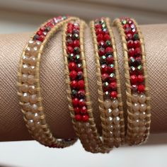 Brand New, Never Worn Wrap Bracelet. Bracelet Is 32 Inches Long With 2 Inch Extension. Can Also Be Worn As A Necklace. Stunning Piece! Red Wrap Bracelet With Round Beads, Red Hand Wrapped Wrap Bracelet With Round Beads, Brown Hand-wrapped Wrap Bracelet, Adjustable Red Beaded Bracelet, Adjustable Brown Wrap Bracelet For Party, Red Hand Wrapped Bracelets, Elegant Red Beaded Bracelets For Festival, Hand Wrapped Wrap Bracelet For Party, Party Wrap Bracelets Hand Wrapped