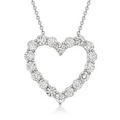 Ross-Simons - 3.00ct t. w. Lab Grown Diamond Heart Pendant Necklace in 14kt White Gold. 16". Showcasing a timeless symbol of love, this modern design offers more sparkle for less. Our exceptional heart pendant necklace shimmers with an ample show of 3.00 ct. t. w. round brilliant-cut lab-grown diamonds in polished 14kt white gold. Suspends from a cable chain with a 2" extender. Lab-grown diamonds are identical to mined diamonds according to their optical, physical and chemical properties. All Ro Diamond Heart Pendant Necklace, Timeless Symbol, Pure Design, Diamond Birthstone, Heart Necklace Diamond, Fine Jewelery, Heart Pendant Diamond, Diamond Heart, Heart Pendant Necklace