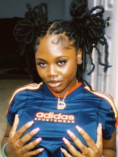 Loc Bangs Styles, 90s Locs Hairstyles, Flat Twist Loc Styles, Marley Twists Over Locs, Thick Locs On Black Women, Bantu Knots On Locs, Loc Styles Medium, Feminine Hairstyle, Messy Loc Bun