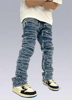 Patched Jeans Men, Stacked Denim Jeans Men, Outfits With Stacked Jeans, Stacked Pants Men, Stacked Jeans Outfit Men, Stacked Jeans Men, Y2k Jeans Men, Designer Jeans Men, Stack Jeans