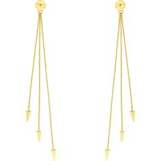 Olas d'Oro Earrings - 14K Yellow Gold Cable Chain and Spear Earring Extensions Yellow Gold Linear Earrings For Formal Occasions, Formal Yellow Gold Linear Earrings With Adjustable Chain, Formal Dangle Earrings With Adjustable Chain, Tarnish Resistant Dangle Linear Earrings In Yellow Gold, Yellow Gold Tarnish Resistant Dangle Linear Earrings, Yellow Gold Dangle Jewelry For Pierced Ears, Yellow Gold Drop Earrings With Adjustable Chain, 14k Yellow Gold Tarnish-resistant Linear Earrings, Yellow Gold Dangle Earrings For Pierced Ears