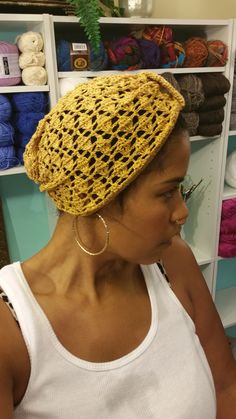 "This listing includes 1 crochet pattern for the Cluster Stitch Turban (Original Version) (only). Turban is easy to make using only 1 repetitive stitch pattern. Pattern Includes Sizes: S (M-L) Crochet Skill Level: Easy Finished Measurements: 19 (20, 21)\" circumference (slightly stretched) Crochet Hook: US D3/(3.25)mm Recommended Yarn: #0 Lace Showing In: Aunt Lydia's Crochet Thread Metallic Size 10, Color Gold #154M Find the ENTIRE Head Wrap Collection here: http://www.ravelry.com/patterns/libr Yellow Yarn Crochet Hat, Hand Knitted Yellow Crochet Hat, Crochet Beanie Patterns In Yarn, Crochet Beanie Patterns With Yarn, Crochet Yarn Hat For Festival, Crochet Knitting Pattern For Yarn Hat, Crochet Beanie Knitting Pattern, Bohemian Crochet Hat In Cotton Yarn, Crochet Hat Knitting Pattern With Yarn