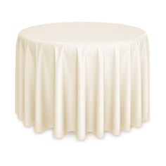 a round table with white cloth on it