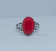 Natural Red Coral Ring, Coral Handmade Ring, 925 Sterling Silver Ring, Gift For Her, Wedding Ring, Anniversary Ring, Women's Day Sale, Women Silver Jewelry, Statement Ring, Dainty Ring ★PRODUCT DETAILS★ SKU:- DJ-3244-RCR PRODUCT:- Statement Ring STYLE:- Dainty Ring GEMSTONE:- Red Coral STONE SHAPE:- Oval METAL:- 925 Sterling Silver METAL PURITY:- 925 ★ Important things to know before buying: ★Order valuing USD 300 & below, Jewelry will be packed in a signature pouch. ★ COLOR VARIATION:- * Due to Red Coral Ring, Her Wedding Ring, Zierlicher Ring, Coral Ring, Coral Stone, Jewelry Statement, Star Ring, Ring Dainty, Dainty Ring