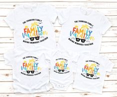 Introducing the perfect addition to your next family vacation - the Family Vacay Travel Shirt! Make memories that will last a lifetime with this matching family group t-shirt, designed for your next big adventure together. Whether you're going on a beach vacation, road trip, or exploring a new city, these family matching tees are the perfect way to show your family unity and make your vacation even more special. Whether you're traveling near or far, these family matching tees are a must-have for any family vacation. So gather your loved ones, grab your tees, and get ready for the ultimate vacay experience!  SHIRT SIZING INFO  Listing photos contain the measurements for the unisex shirts. Double-check your measurements to make sure you order the proper size  TAKE CARE INSTRUCTIONS   Turn in White Crew Neck T-shirt For Family Outings, White Short Sleeve T-shirt For Family Outings, White Summer T-shirt For Family Events, Summer Tops For Family Outings With Crew Neck, White Graphic Print T-shirt For Family Outings, Summer Letter Print Tops For Family Trip, Family Matching Tops With Letter Print, Family Matching Tops For Summer Events, Cotton T-shirt With Letter Print For Family Trip