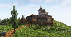 Here is a small Mediedieval Bohemian inspierd Town with a small castle! im very happy with the outcome of this Build and i hope you guys like it!... Minecraft Hilltop Castle, Minecraft Infrastructure, Small Castle Minecraft, Small Minecraft Castle, Underwater Base, Castle Layout, Small Castle