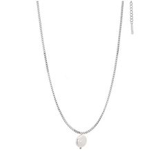 Indulge in pure elegance with our Cabana Necklace. Adorned with a lustrous freshwater pearl pendant, this delicate chain adds a touch of sophistication to any outfit. Elevate your look and evoke the feeling of a luxurious tropical retreat with this piece. Please note due to the nature of authenic real freshwater pearls, no two pearls will be the same. Please expect irregularities in shape, colour and size. Materials: Silver 316L Stainless Steel Gold Plated: Silver 316L Stainless steel and plated Elegant White Gold Charm Necklace With Pearl Pendant, Silver Minimalist Charm Necklace With Pearl Chain, Elegant Silver Charm Necklace With Pearl Pendant, Chic Silver Pearl Necklace With Pendant, Chic Silver Pearl Necklace With Adjustable Chain, Minimalist Silver Charm Necklace With Pearl Chain, Chic Silver Long Pearl Necklace, Adjustable Pearl Pendant Chain Necklace, Elegant Silver Pearl Charm Necklaces