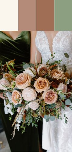 a woman holding a bouquet of flowers in her hands