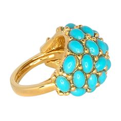 Kenneth Jay Lane, Turquoise Cabochon Dome Ring Turquoise Cabochons Flanked This Polished Gold Dome Shaped Adjustable Ring To Brighten Up Any Outfit. Size: One Size Fits All, Ring Has An Adjustable Coil Inside, Fits Rings Sizes 6-8 Matching Earrings And Bracelets Available Turquoise Bracelet Gold, Crystal Ball Ring, Princess Diana Ring, Diana Ring, Turquoise Gold Ring, Trifari Jewelry, Ring Turquoise, Sparkly Jewelry, Faux Pearl Earrings