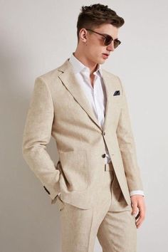 Beige Suits For Men, Linen Suits For Men, Summer Suits Men, Linen Wedding, Tan Suit, Dinner Suit, Beige Suits, Wedding Suits Groom, Linen Men