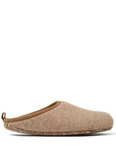 beige wool round neck open back contrasting heel counter branded footbed branded insole flat rubber sole slip-on style Espadrilles Slides, Shearling Slippers, Balenciaga Track, Wool Slippers, Balenciaga Triple S, Fine Jewelry Bracelets, Slides Shoes, Derby Shoes, Espadrille Shoes