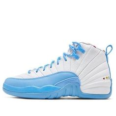 The Air Jordan 12 Retro 'Emoji' is the perfect sneaker for kids to make a statement on the court. Inspired by the iconic championship run of 1996, this sneaker features a rubber sole and a comfortable upper for a classic look and feel. The white and University Blue colorway with Lemon Venom accents creates a bold, eye-catching style. The Air Jordan 12 Retro 'Emoji' is designed to make your kid stand out and dominate the court. (SNKR/High Top/Basketball) Custom Sneakers Diy, Perfect Sneakers, Air Shoes, Air Jordan 12, Nike Air Shoes, Air Jordan 12 Retro, Jordan 12 Retro, Jordan 12, Jordans 12