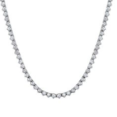 This gorgeous diamond tennis necklace will add sparkle to your occasion! The beautiful diamonds glisten in a classic and secure 4-prong setting. High quality diamonds are H-I color and I1 clarity, and are appraised by the International Gemological Institute. The necklace is masterfully crafted in lustrous, high quality 14K gold, offering durability and luminosity in appearance.  Created in both white and yellow gold, which offers two different choices for your selection.  The necklace stays secu Tennis Style, Diamond Tennis Necklace, Diamond Jewelry Necklace, Diamond Necklaces, Securely Attached, Sparkling Diamond, Sam's Club, Tennis Necklace, Diamond Settings