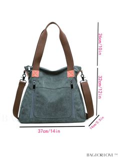 BagForLove - Large Capacity Two Tone Canvas Crossbody Bag: Casual Shoulder Purse with Patch Pocket Product Description Color Grey Strap Type Double Handle Bag Size Medium Pattern Type Plain Type Shoulder Tote Bag Closure Type Zipper Style Fashionable Material Polyester Composition 100% Polyester Size Chart INCH CM Bag Length Bag Width Bag Height Handle Height Strap Length 14.6 inch 5.5 inch 12.6 inch 10.2 inch 53.1 inch Bag Length Bag Width Bag Height Handle Height Strap Length 37 cm 14 cm 32 cm Trendy Canvas Bag With Pockets For Errands, Casual Handheld Satchel With Zipper Pocket, Casual Handheld Satchel With Zipper, Casual Handheld Satchel With Zipper Closure, Casual Crossbody Canvas Bag With Large Capacity, Casual Large Capacity Crossbody Canvas Bag, Casual Large Capacity Gray Hobo Bag, Trendy Gray Canvas Bag For Travel, Large Capacity Softback Satchel