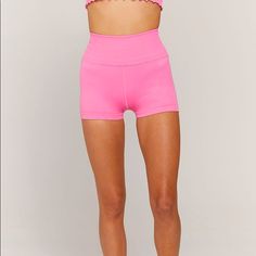 Nwt Ribbed Shorts. Super Cute! Size Medium/Large! Relaxed Fit Workout Bottoms Mid-thigh Length, Relaxed Fit Mid-thigh Workout Bottoms, Compressive Yoga Bottoms In Short Style, Compressive Yoga Bottoms Short, Compressive Pink Bottoms Shorts, High Stretch High-waisted Shorts For Spring, Relaxed Fit High-waisted Yoga Shorts, High Waist Shorts For Yoga In Spring, Athleisure High-waisted Shorts For Yoga