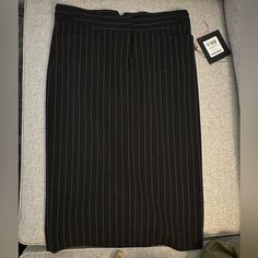 Cute Pencil Skirt. Size Xs But Could Fit A Size S. New With Tags Striped Midi Skirt For Work, Striped Fitted Midi Skirt, Striped Lined Skirt Bottoms For Workwear, Striped Lined Skirt For Workwear, Fitted Black Skirt With Vertical Stripes, Elegant Fitted Striped Skirt, High Waist Striped Fitted Skirt, Fitted Striped Pencil Skirt, Fitted Striped Skirt For Workwear