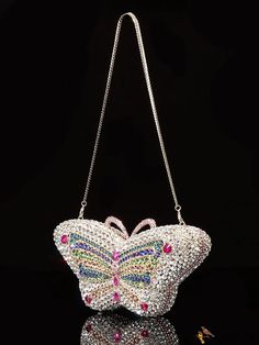 BirdinBag - Rhinestone Butterfly Party Bag: Mini Novelty Handbag with Diamond Embellishments Crystal Clutch Bag For Events, Crystal Handheld Evening Bag, Multicolor Rhinestone Evening Bag For Party, Crystal Handheld Bags For Gifts, Crystal Handheld Bag For Gift, Handheld Crystal Bag For Gift, Glamorous Multicolor Bags For Formal Occasions, Elegant Multicolor Rhinestone Bags, Luxury Multicolor Bags With Rhinestones