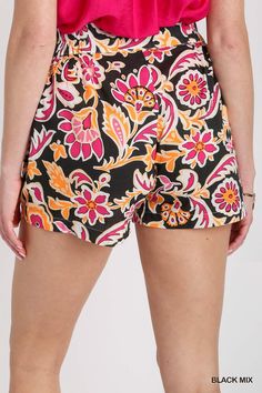 #color_black-pattern Summer Printed Loungewear Shorts, Printed Lounge Shorts For Summer, Printed Loungewear Shorts For Summer, Casual Printed Shorts For Loungewear, Casual Printed Loungewear Shorts, Multicolor Relaxed Fit Shorts For Day Out, Relaxed Fit Multicolor Shorts For Day Out, Chic Black Shorts For Loungewear, Printed Short Bottoms For Loungewear