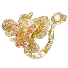 Canary Diamond Ring, Canary Diamond, Orange Sapphire, Butterfly Ring, Fly High, Jewelry Brand, Pink And Yellow, Finger Ring, White Diamonds