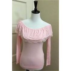 Cute As It Gets! Brand New And Never Worn- Just Don't Have Tags! Off The Shoulder Long Sleeve Top. Ruffle Across The Bust With A Dainty Lace Edge. Fitted Throughout The Body. Very Flattering! Baby Pink Feminine Ruffled Stretch Top, Feminine Stretch Tops With Ruffles, Feminine Stretch Top With Ruffles, Fitted Off-shoulder Top With Lace Trim, Feminine Fitted Tops For Daywear, Stretch Lace Trim Tops For Daywear, Pink Lace Shirt, Hollister Clothes, Tops Off Shoulder