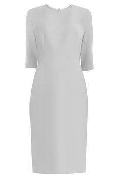 white Sheath Dress with 3/4 Sleeves Classic 3/4 Sleeve Dress For Work, Classic Dress With 3/4 Sleeves For Work, Classic Work Dress With 3/4 Sleeves, Classic Workwear Dress With 3/4 Sleeves, Classic Half Sleeve Workwear Dresses, Classic Formal Midi Dress With 3/4 Sleeves, Classic Fitted Half Sleeve Dresses, Classic Fitted Half-sleeve Dresses, Sheath Dress With Sleeves