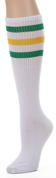 PRICES MAY VARY. 80% Cotton/15% Nylon/5% Elastane Imported Machine Wash The old school fit Shoe Size: Mens 6-12 Womens 7-13. Approximate leg length is 11" (28cm) Over the calf length and triple stripes.Knee high socks are available in multiple colorful, in which you can always find your favorite. The stockings are Soft knit material,ribbed upper. Suitable for all seasons, keeping warm in winter The long socks with three stripes will be your cosplay costume stranger ,playing skate, playing footba Casual Cotton Knee-high Socks, White Casual Mid-calf Socks, Sporty Knee-high Cotton Socks, Classic Mid-calf Cotton Socks, White Mid-calf Cotton Socks, White Cotton Mid-calf Socks, Classic White Knee-high Socks, Retro Socks, Striped Tube Socks