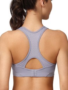 PRICES MAY VARY. 78% Polyester, 22% Elastane Please check the size chart on the left of the page before ordering instead of the default amazon size chart. Hook and Eye closure Machine Wash RACERBACK SPORTS BRAS FOR WOMEN Powerful mesh racerback with hollow design for better stability and ensure the freedom of your movement, offers you charming back look while allows the maximum air ventilation and sweat-absorbent to keep you cool and dry especially in heated workout or training environment, pair High Impact Sports Bras, Bra Plus Size, Small Bra, Best Sports Bras, Front Zip Sports Bra, Supportive Sports Bras, Pretty Bras, Air Ventilation, High Impact Sports Bra