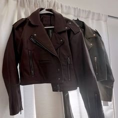 I Have Two Size Small Blank Nyc Moto Jackets In Two Different Color Ways. Brand New With Tags. One Is A Burgundy Color And The Other Is An Olive Green. Sold Separately* Fall Moto Leather Jacket For Work, Fall Moto Biker Jacket For Workwear, Moto Leather Jacket For Fall Workwear, Moto Biker Jacket For Fall Workwear, Fall Workwear Moto Leather Jacket, Fall Moto Style Biker Jacket For Work, Edgy Brown Fall Outerwear, Edgy Brown Workwear Outerwear, Edgy Brown Outerwear For Work