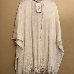 Faded Glory Ruana Wrap/Shaw With Fringes At The Hem Line, Off White, One Size Fit All All Reasonable Offers Accepted Mint Scarf, Ruana Wrap, Grey Scarf, Wrap Shawl, White Turquoise, Shrug Sweater, Long Scarf, Off White Color, Faded Glory