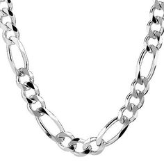 Sterling Silver Figaro Chain for Men Great necklace to wear by itself or with pendant. Use as a spare or replacement necklace chain. 20" - 34" Silver 925 Figaro 3+1 Chain Necklace for BIG Men. Big Silver Necklace, Sterling Silver Figaro Chain Necklace, Silver Necklace For Men, Mens Accessories Necklace, Silver Figaro Chain Necklace, Chain Necklace Men, Silver Figaro Chain, Chunky Silver Necklace, Figaro Chain Necklace