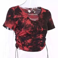 Red Hott Top Chain Crop Top, Gothic Tops, Summer Tie Dye, Tie Dye Women, Tie Dye Crop Top, Crop Top Tees, Black Tie Dye, Top Streetwear, Summer Crop Tops