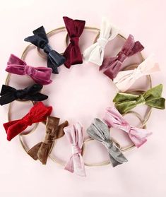 These velvet hand-tied bows are the perfect accessory for your little one! Soft as ever, and match perfectly with our cute bow knee high socks! Measure approximately 5 inches They are attached to a nude nylon headband Fit: One size fits most; from NB up to 7 years Baby Headband Sizes, Christmas Look, Spring Accessories, Velvet Headband, Hair Wraps, Headband Styles, Velvet Bow, Nylon Headbands